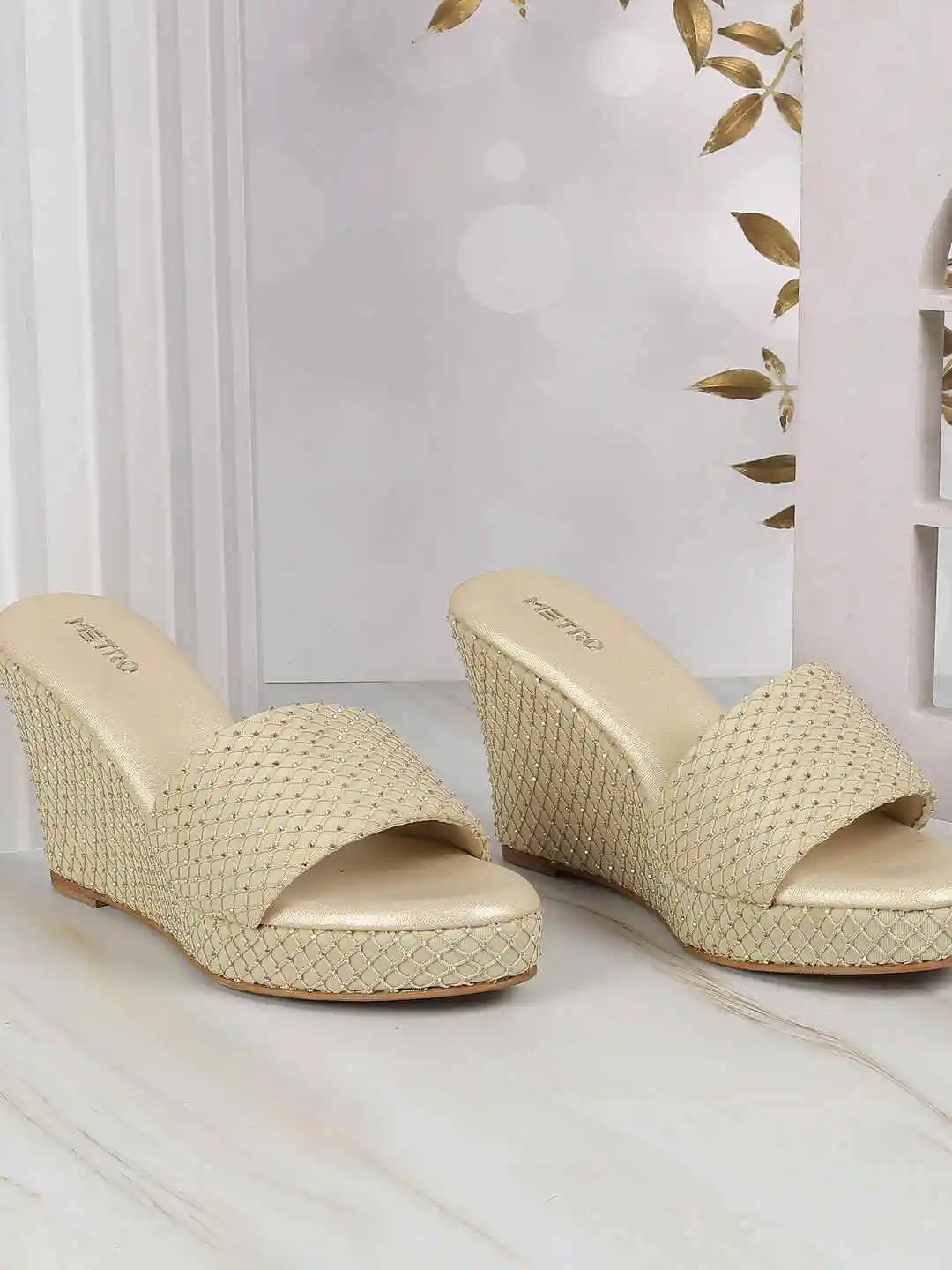 Buy Metro Women Embellished Wedge Heel Mules Heels for Women