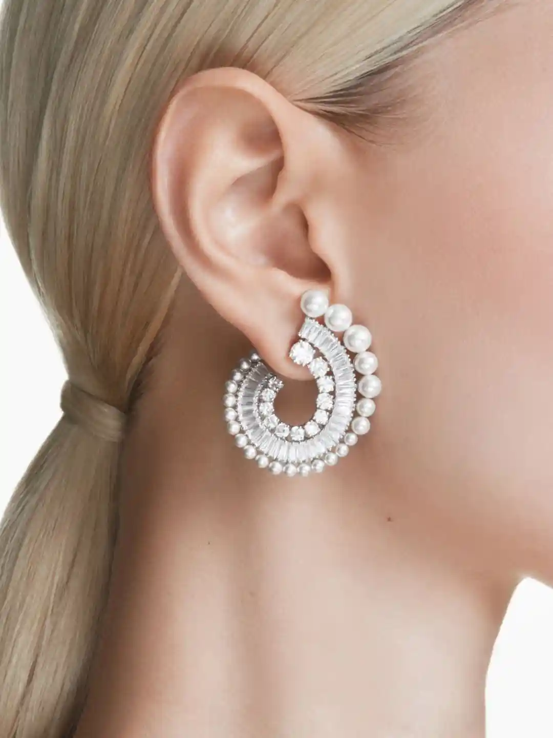 Buy SWAROVSKI Rhodium Plated Crystal Studded Contemporary shaped