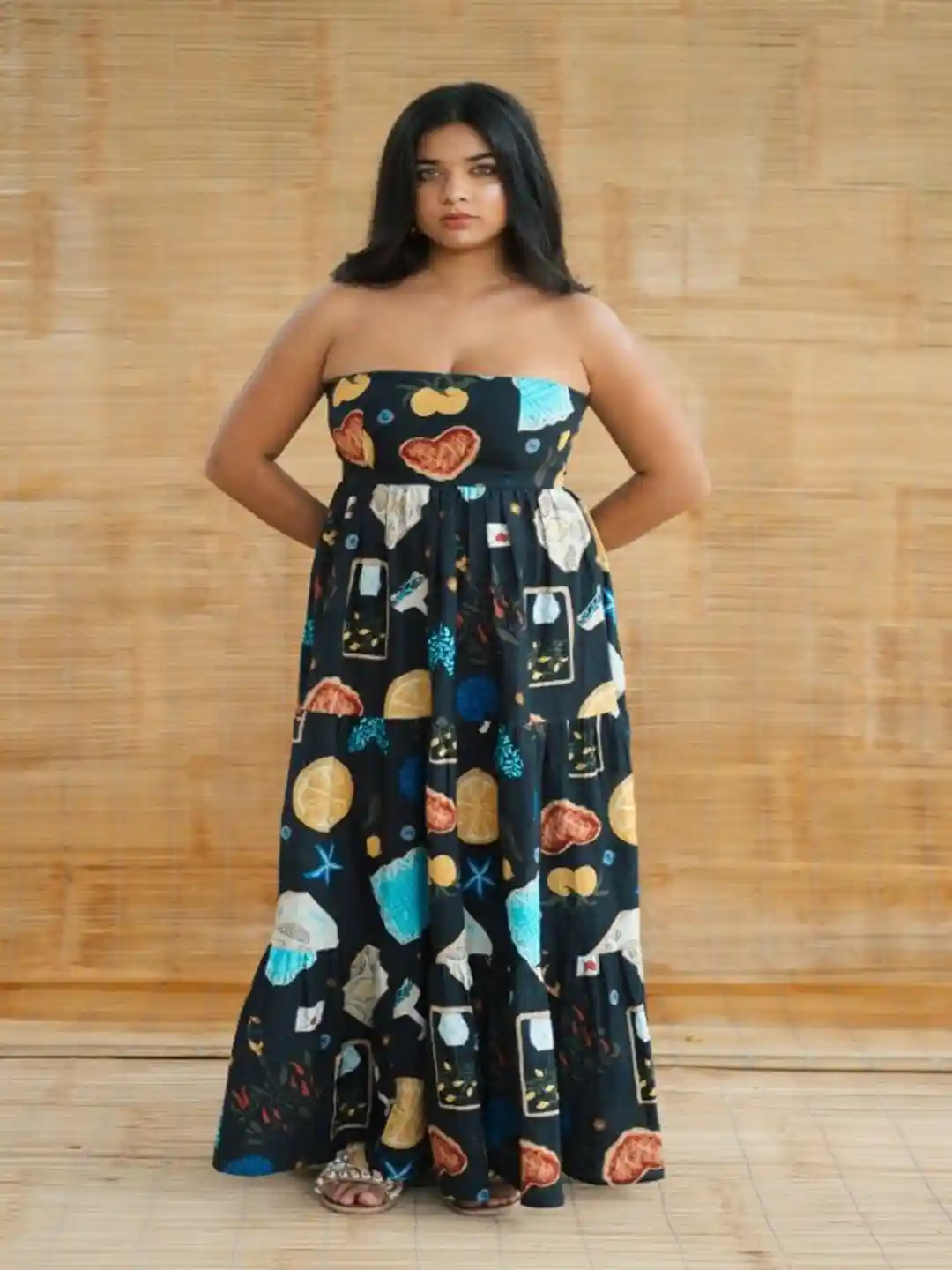 Buy LABEL SUGAR Women Linen Strapless Bandeau Maxi Dress Dresses