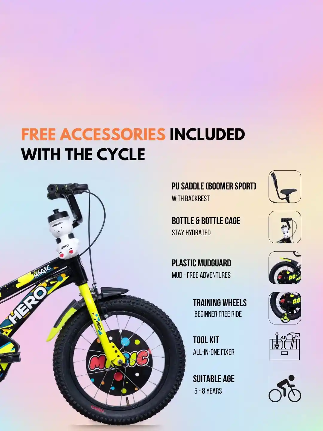 Buy Hero Kids Printed Assembled Magic 16T Bicycle Bicycle for