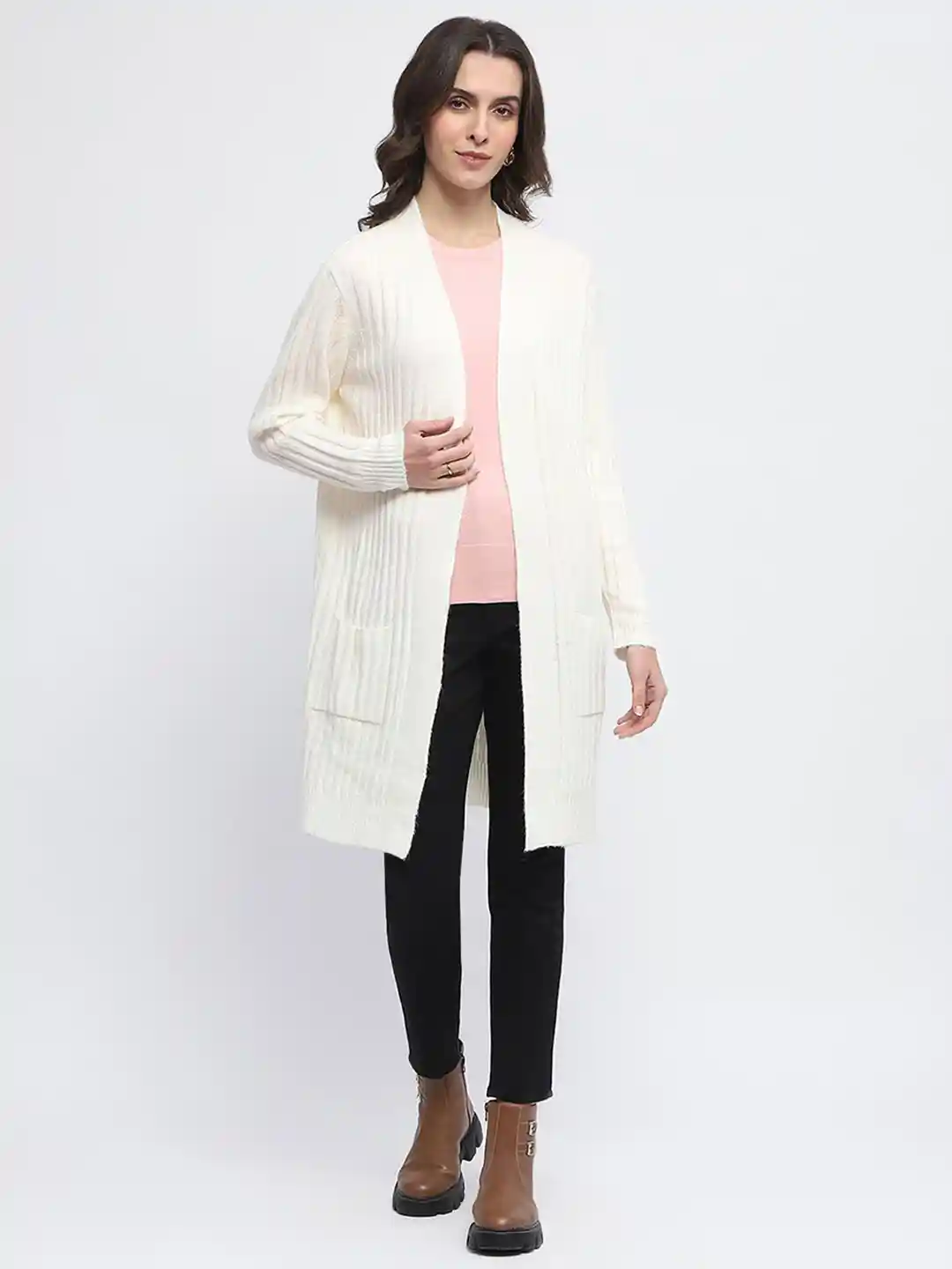 Buy Madame Self Design Longline Open Front Shrug Shrug for Women