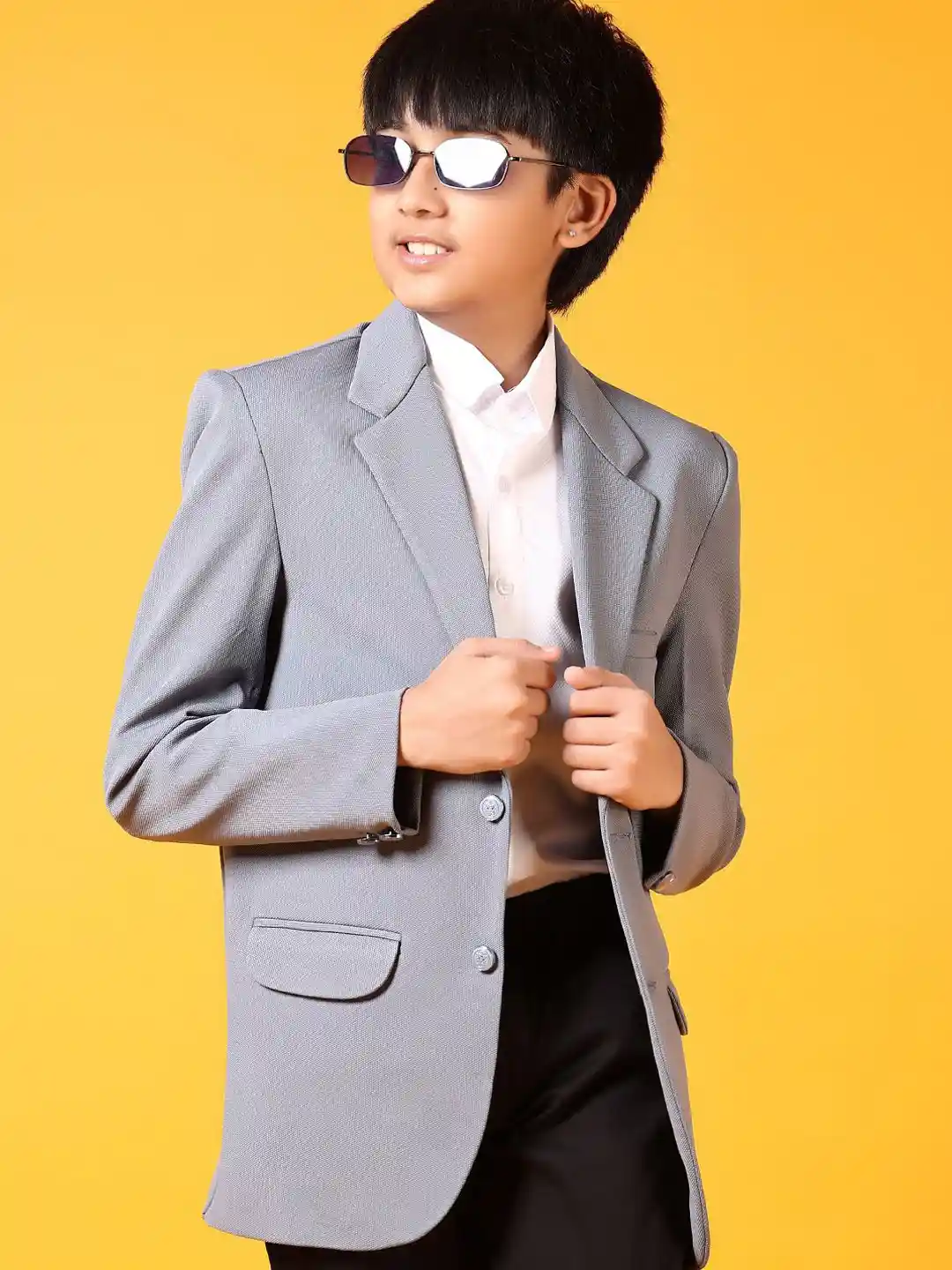 Buy V-Mart Boys Cotton Notched Lapel Single Breasted Formal Blazer