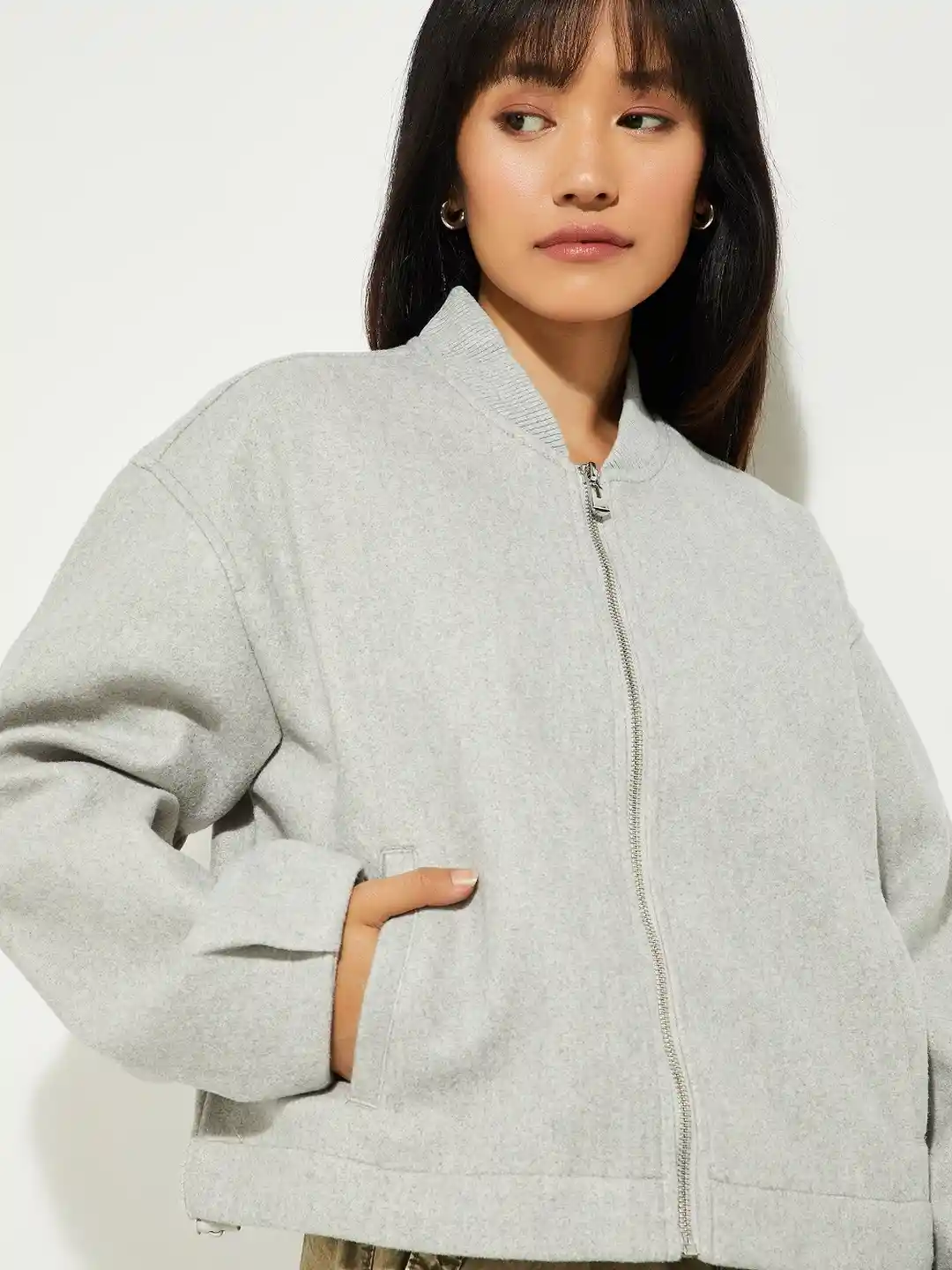 Buy max Women Spread Collar Solid Casual Tailored Jacket - Jackets