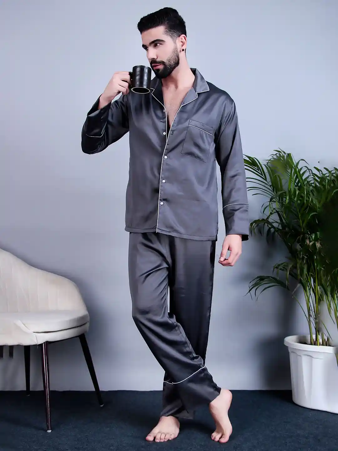 Buy Bella Babe by SK Men Luxury Satin Night suit Night suits for
