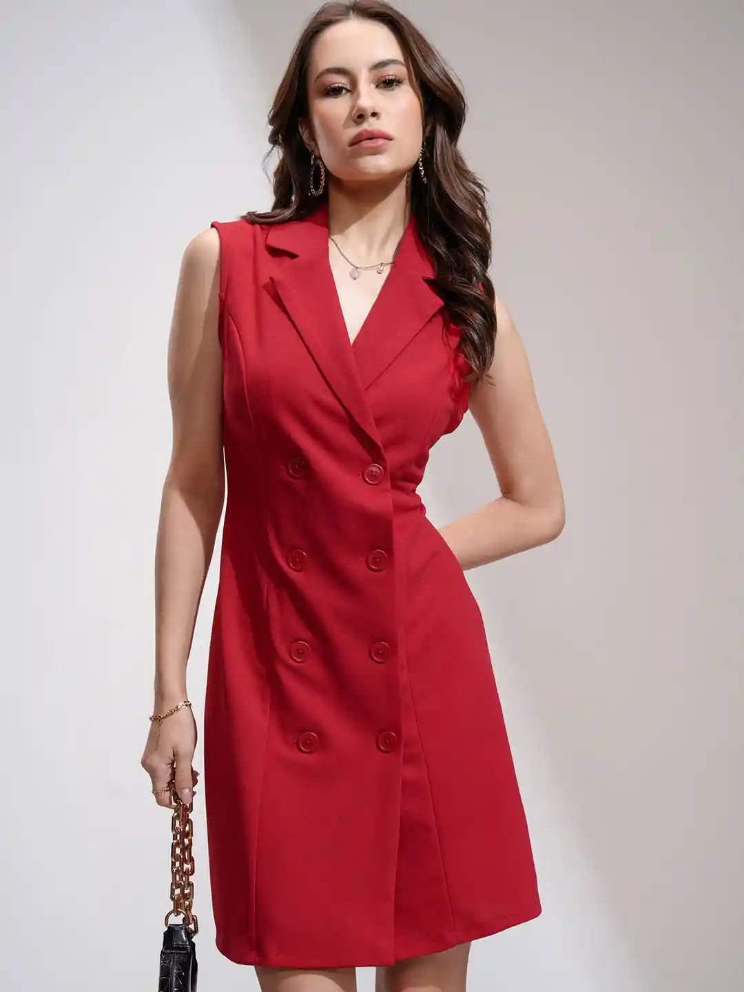 Buy CHIC BY TOKYO TALKIES Women Double Breasted Sleeveless Blazer