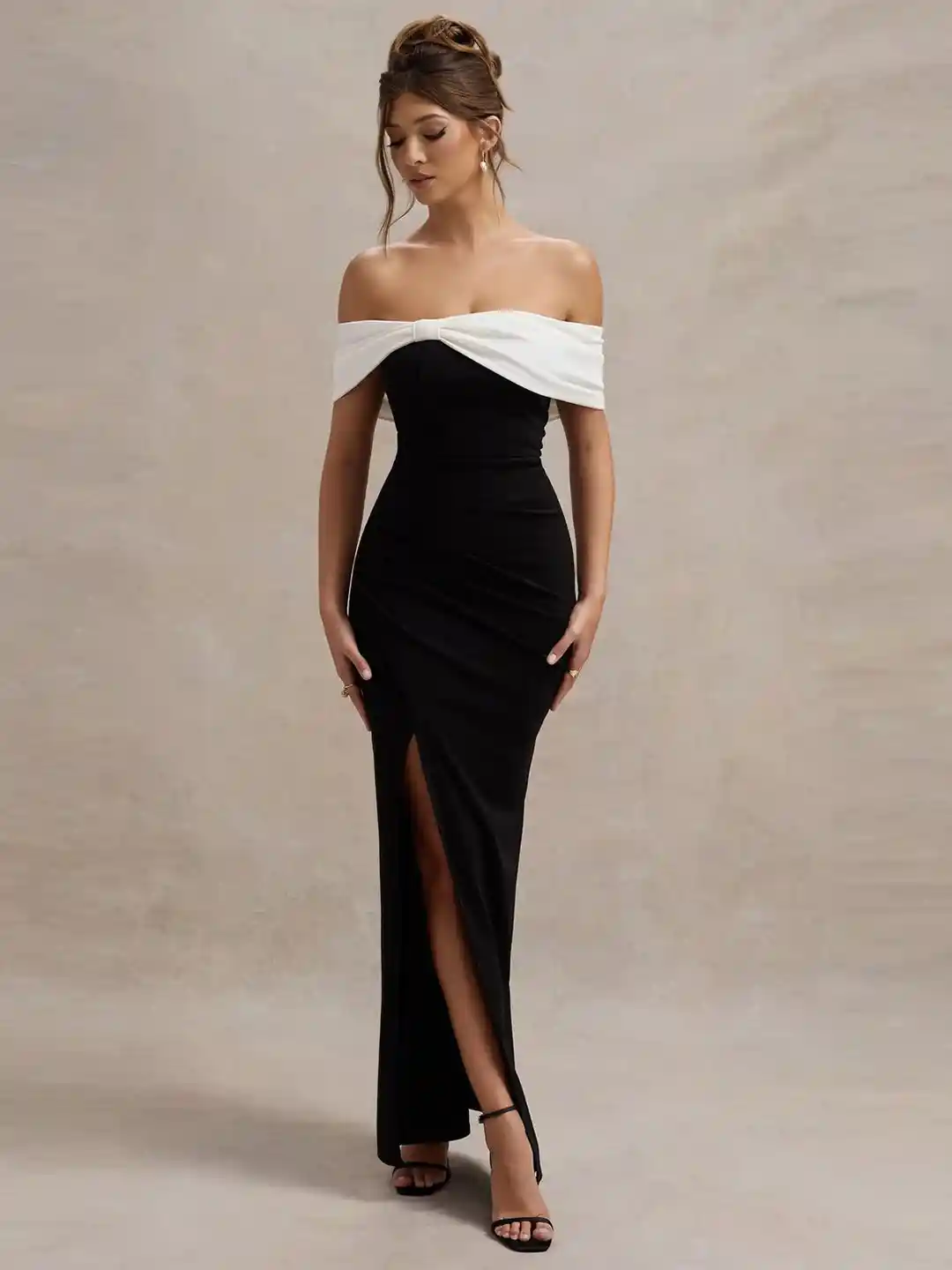 Genzy Off-Shoulder Crepe Bodycon Maxi Dress