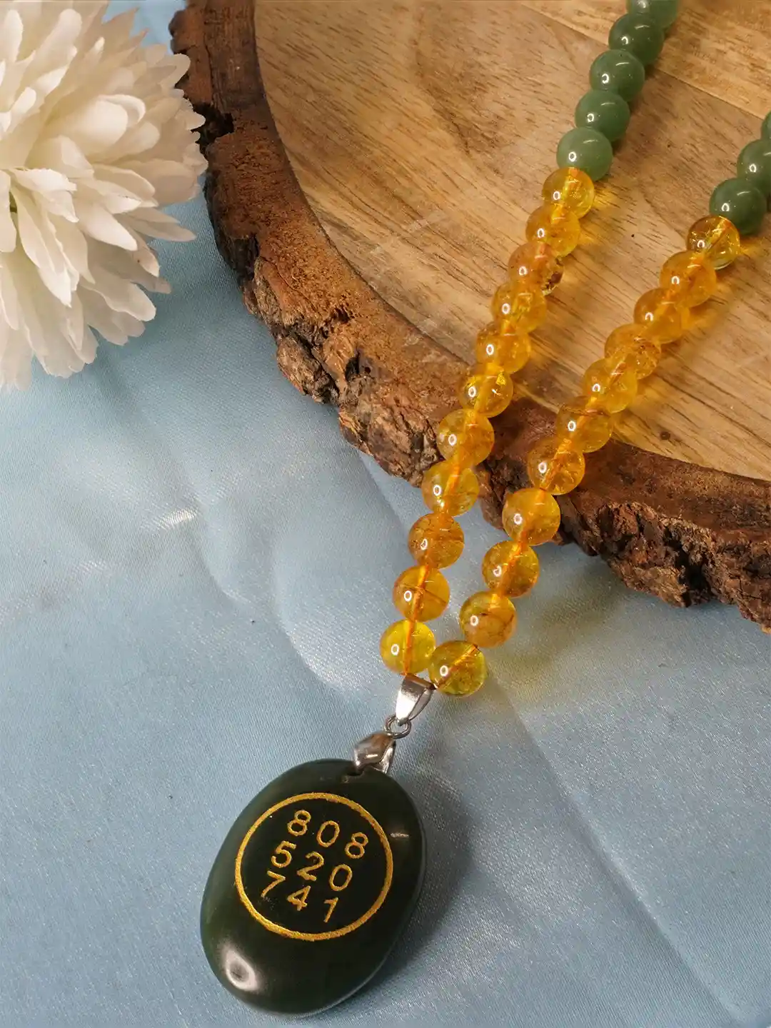 Buy Japam Money Magnet Mala with Zibu Pendant Pyrite, Tiger Eye