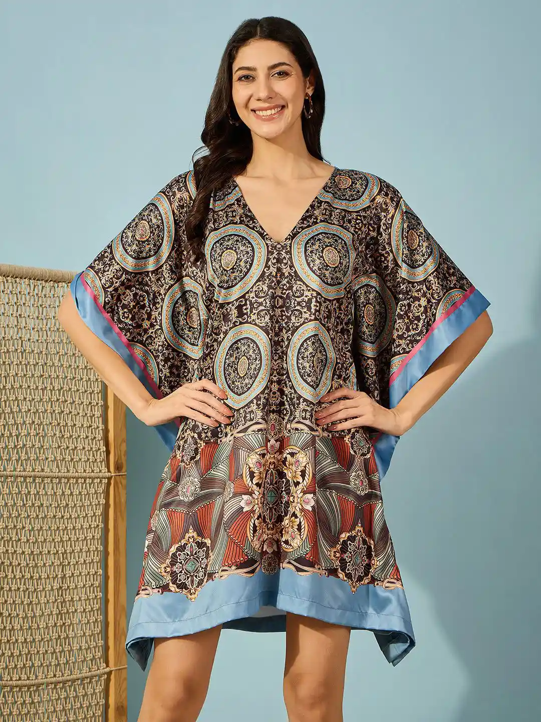 Buy The Kaftan Company Women V-Neck Satin Kaftan Dress Dresses