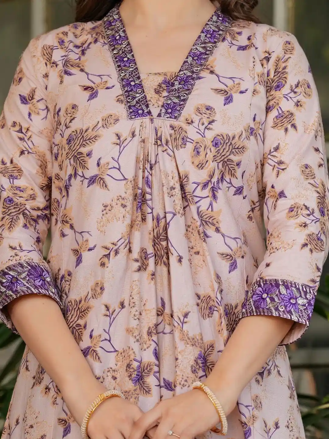 Buy Wedani Women Floral Printed Cotton A-Line Kurta with Palazzo