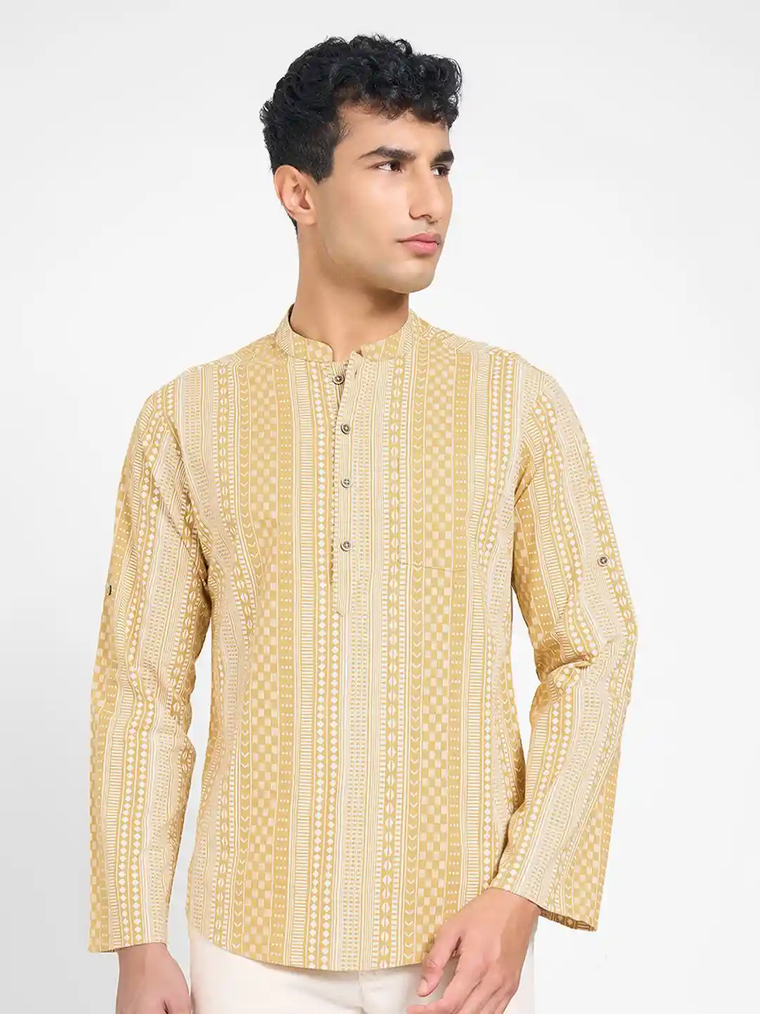 Buy indus route by Pantaloons Men Printed Cotton Short Kurta
