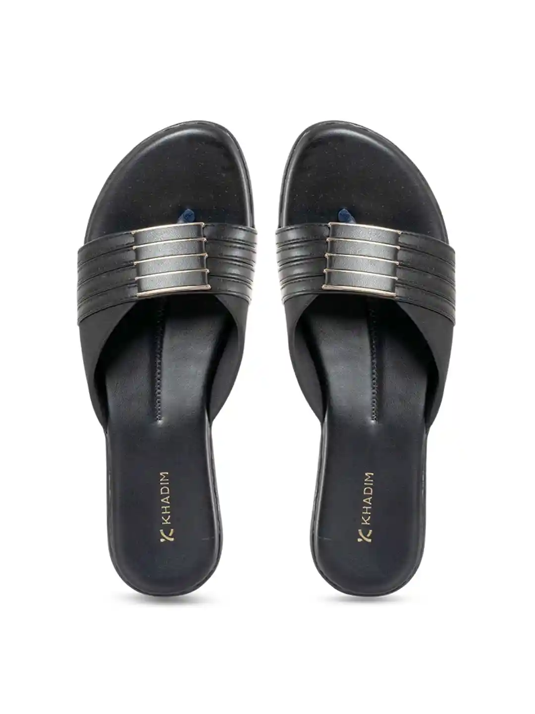 Khadim Black Slip On Sandals With Heel Buy Khadims Women Slip On