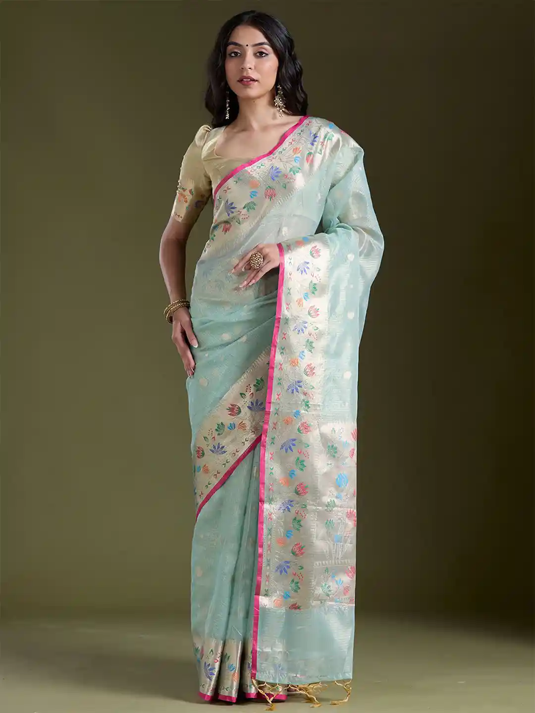 Buy Koskii Woven Design Zari Saree - Sarees for Women