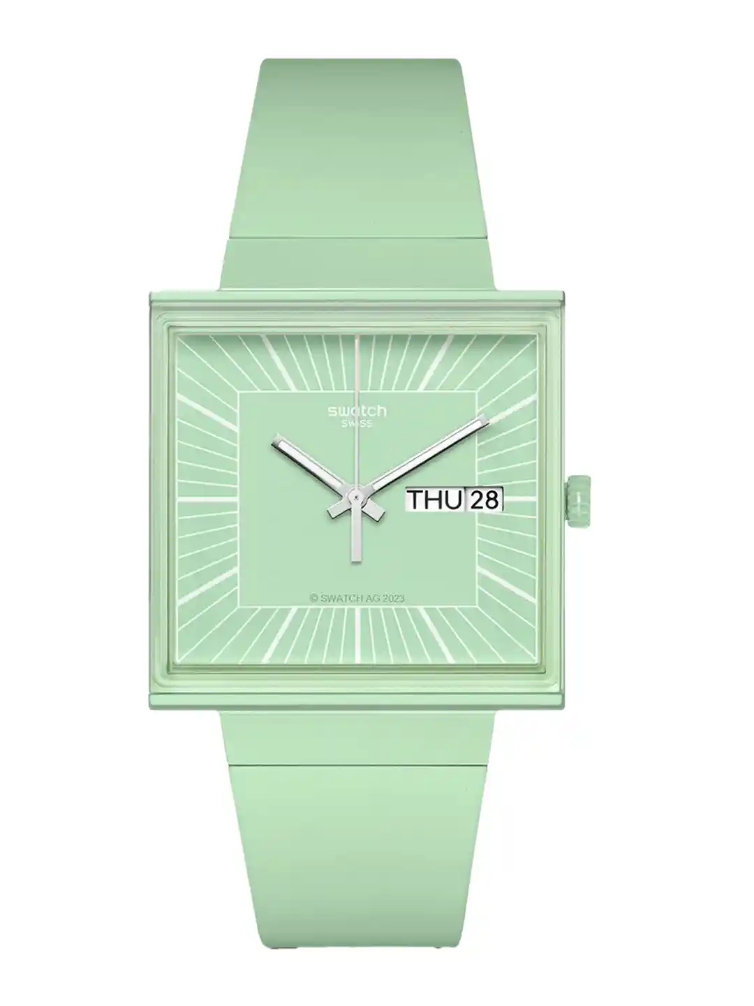 Swatch Unisex Square Dial Ceramic Straps Watch SO34G701