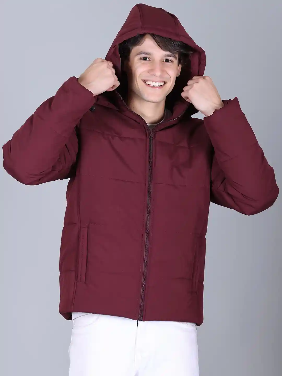 Hooded Jacket Solid Winter Jacket Grey Redtape Hooded Jacket Buy