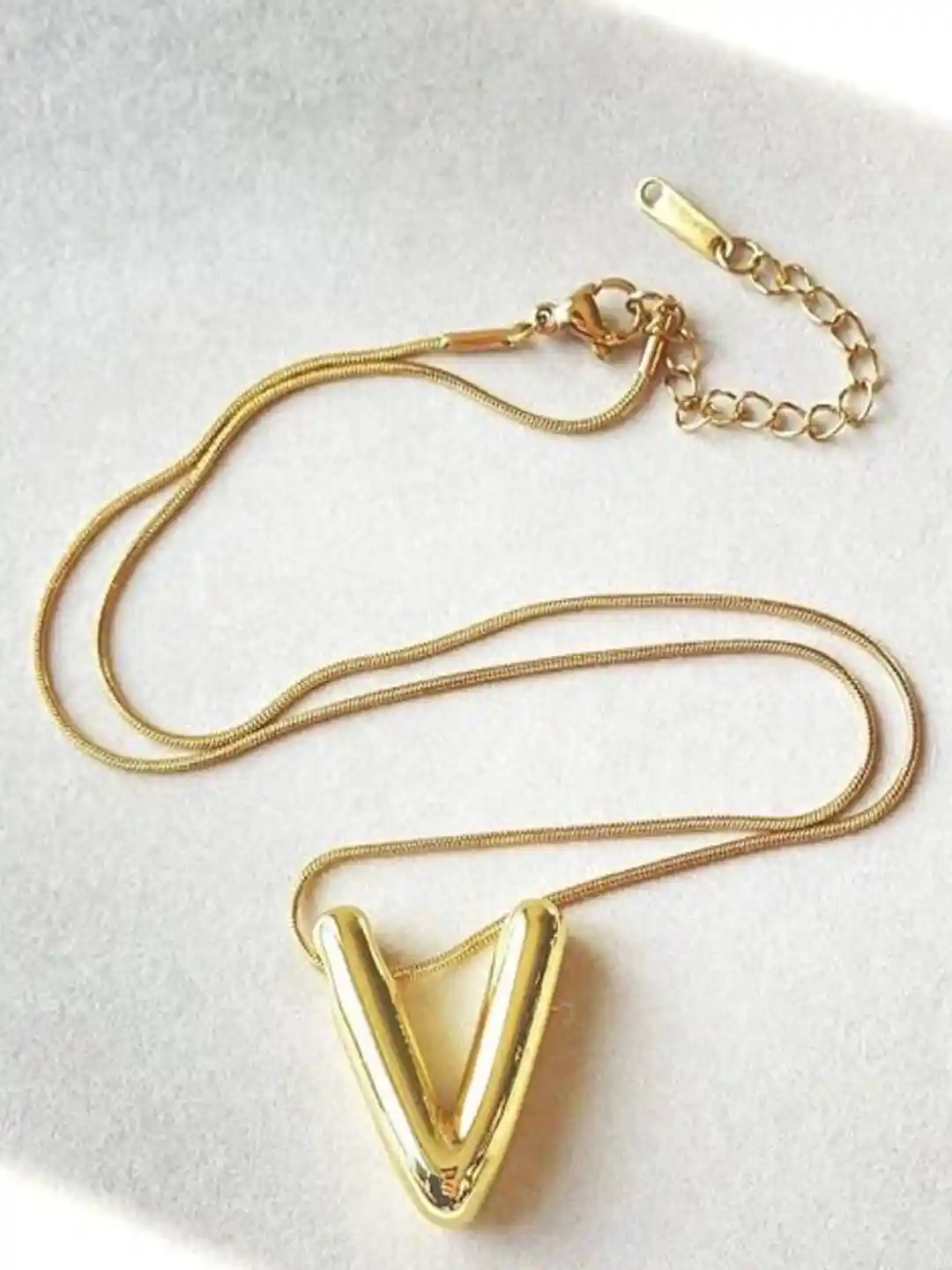 Buy VIEN Stainless Steel Gold-Plated Chunky Balloon V Letter