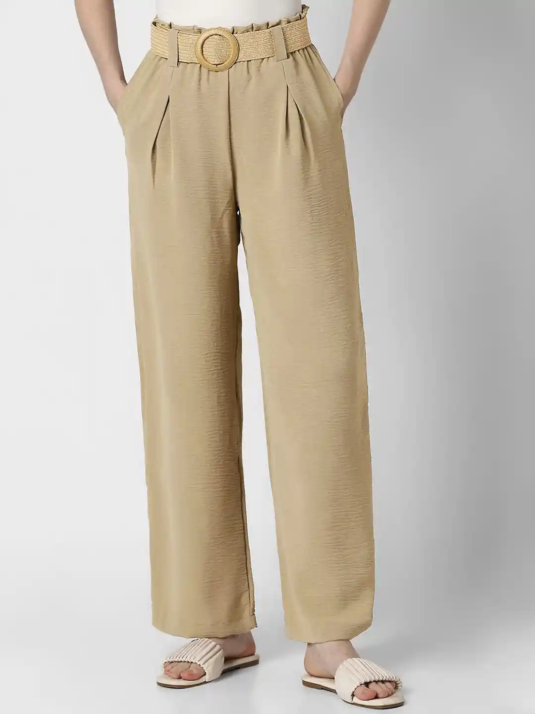 Van Heusen Woman Women Mid rise Regular Fit Pleated Regular Trousers