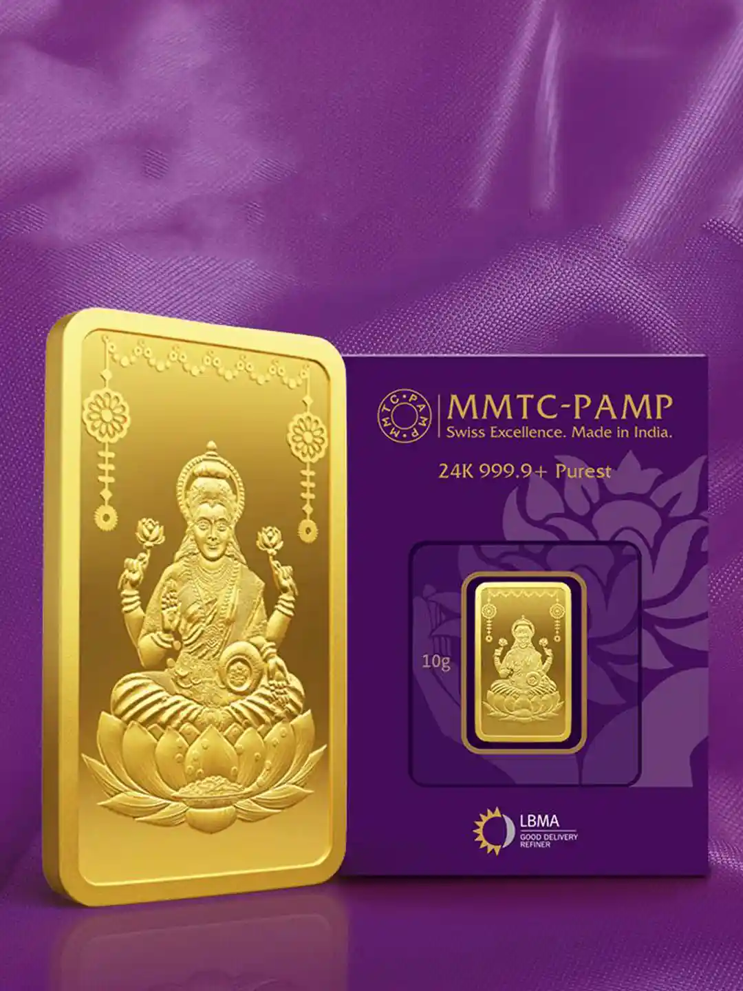 Buy MMTC-PAMP Goddess Lakshmi LBMA Certified 24K 999 10g Gold Bar