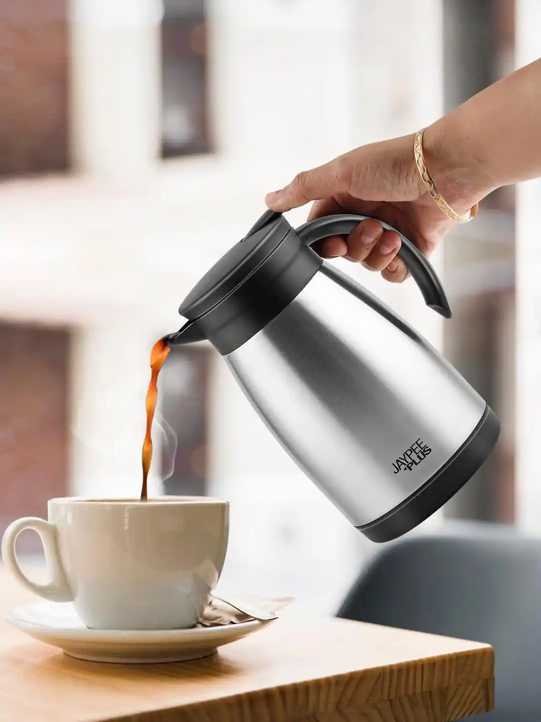 Buy JAYPEE PLUS Elegant Silver Toned Thermosteel Kettle Flask