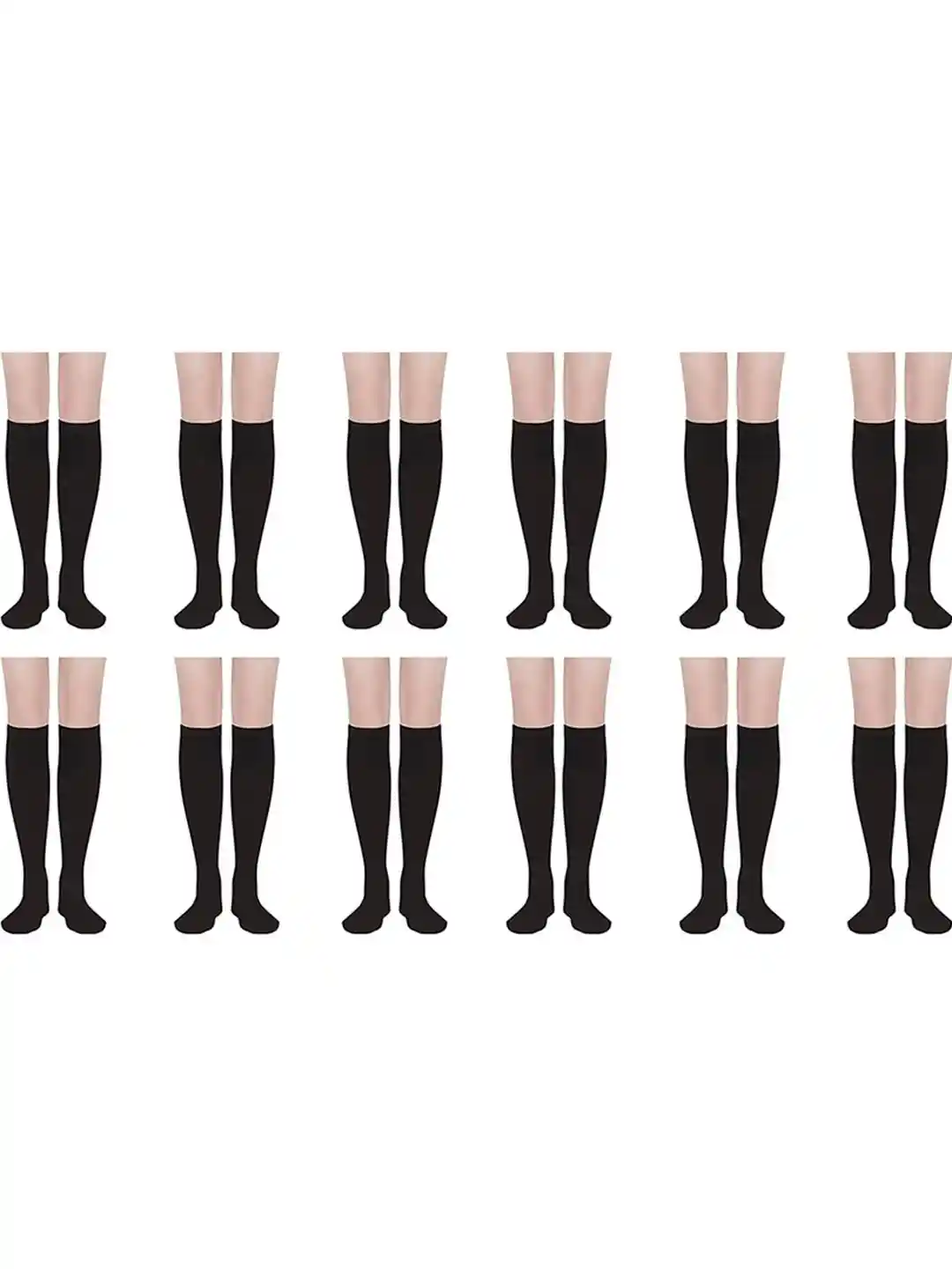 Buy MUKHAKSH Set of 12 Women Black Cotton Knee Length Socks