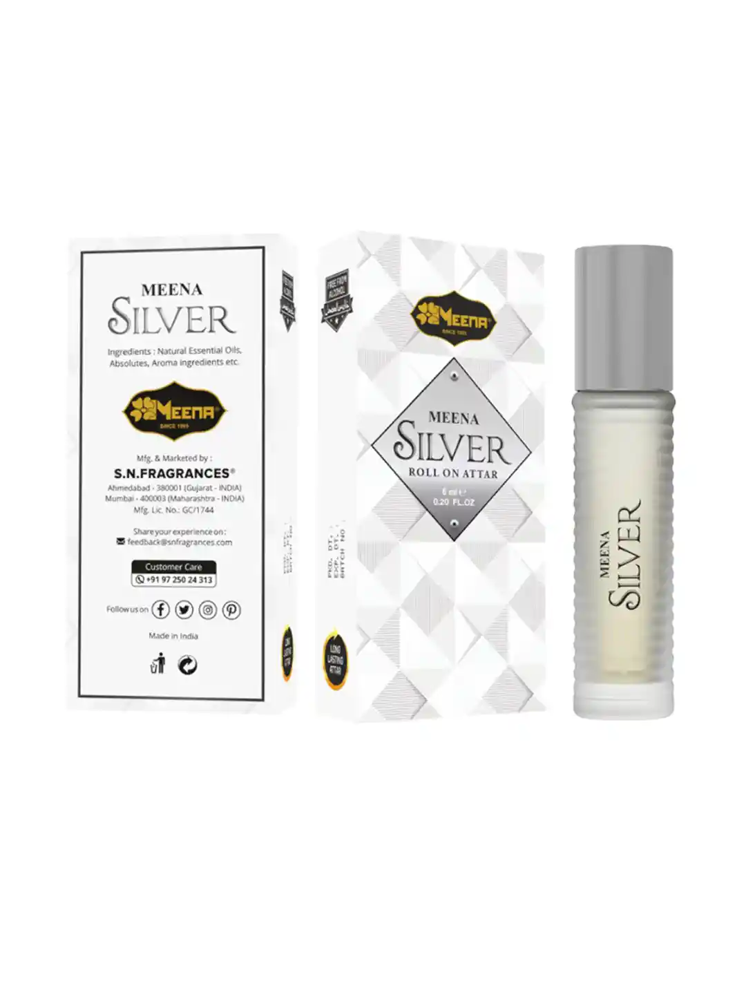 Buy MEENA Silver Long Lasting Roll On Attar ml Attar for