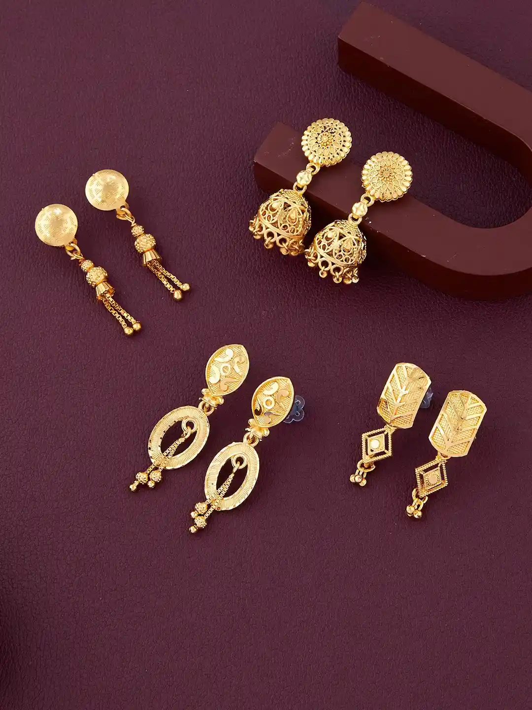 Buy Anouk Set Of Gold-Plated Circular Shaped Drop Earrings