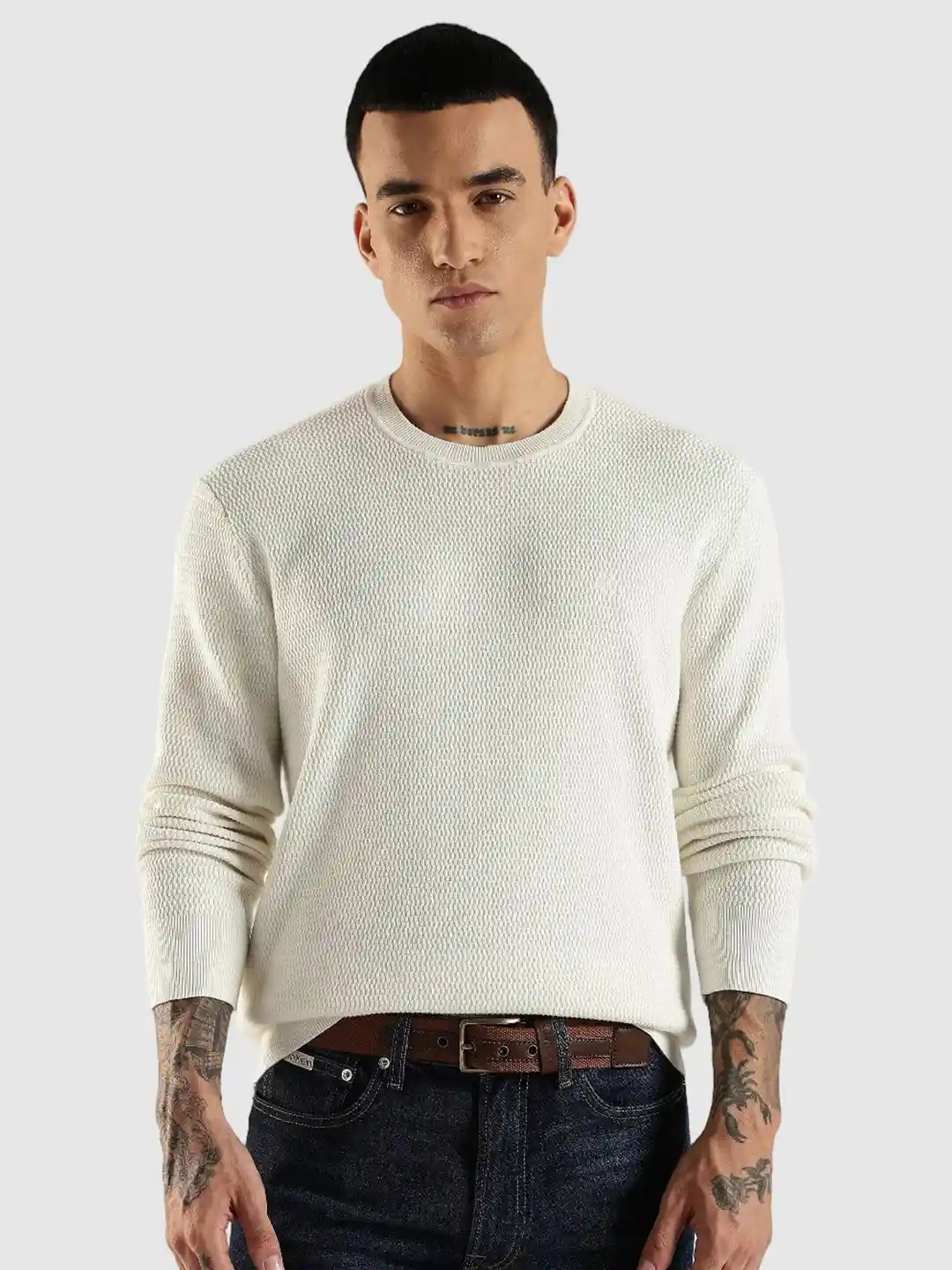 Men Jean Pullover Men Denim Standard Fit Solid Sweat Shirt