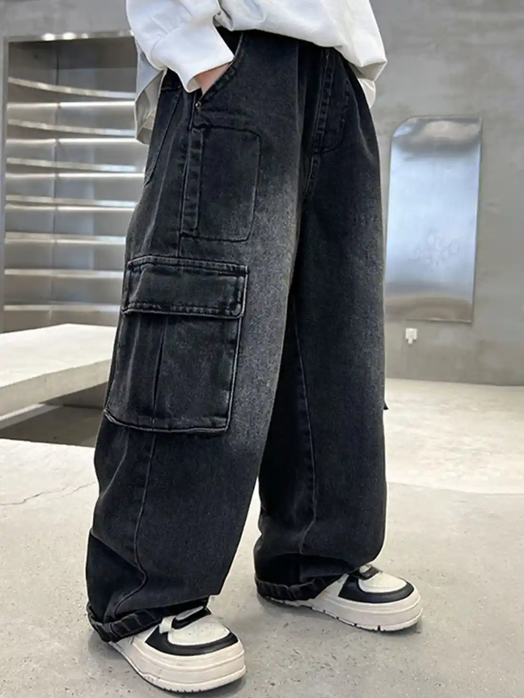 Buy LULU & SKY Boys Baggy High-Rise Slash Knee Light Fade Non