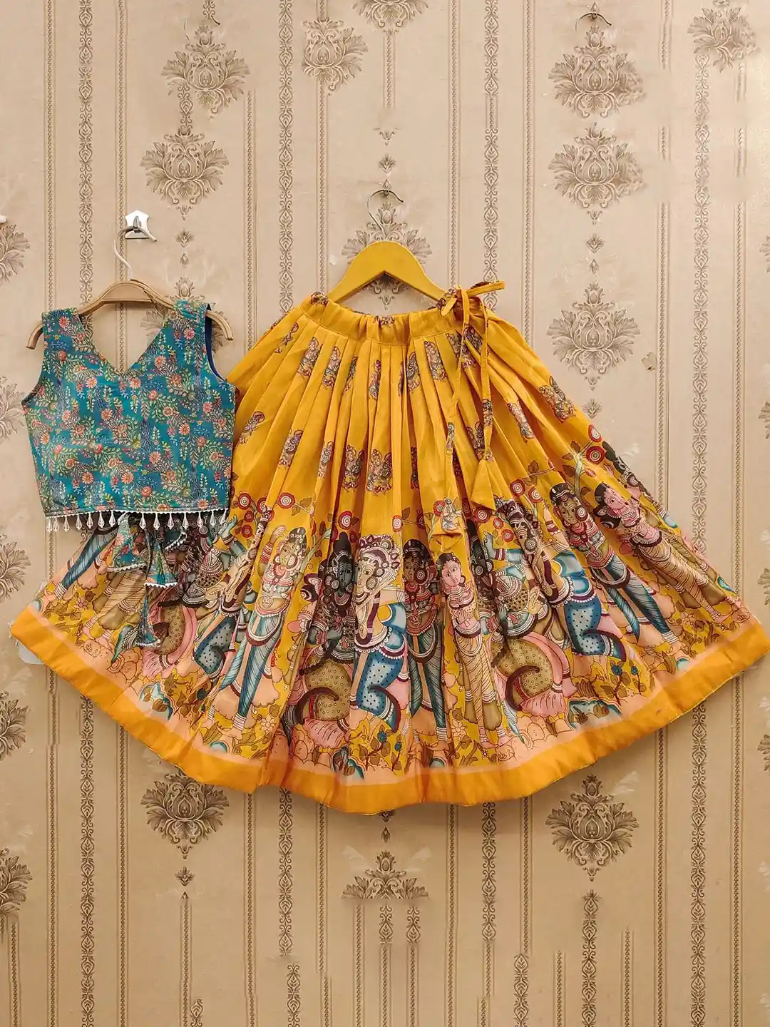 Buy Helene Girls Printed Kalamkari Ready to Wear Lehenga Blouse