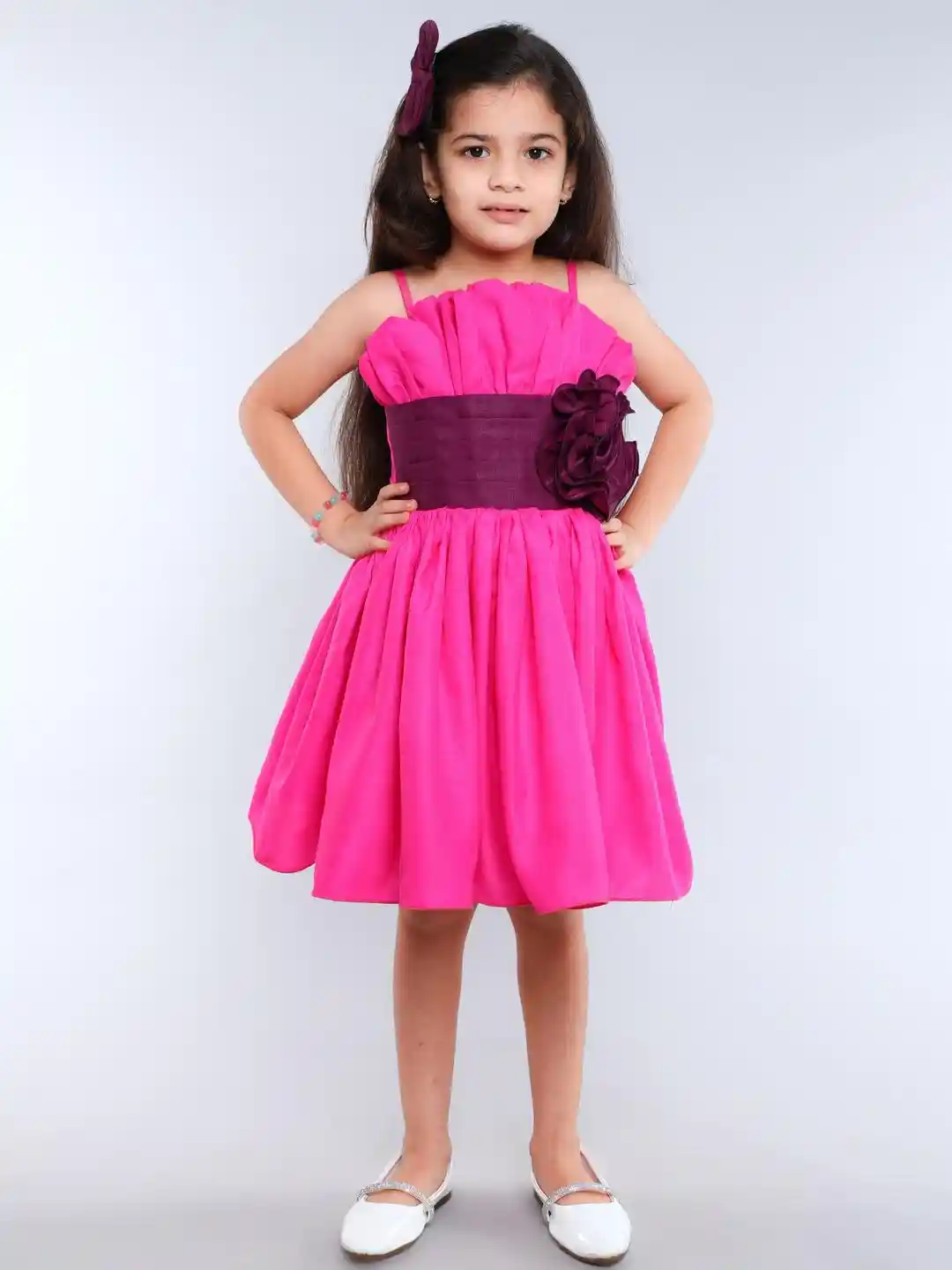 Buy Pink Chick Girls Colourblocked Fit Flare Dress With Matching