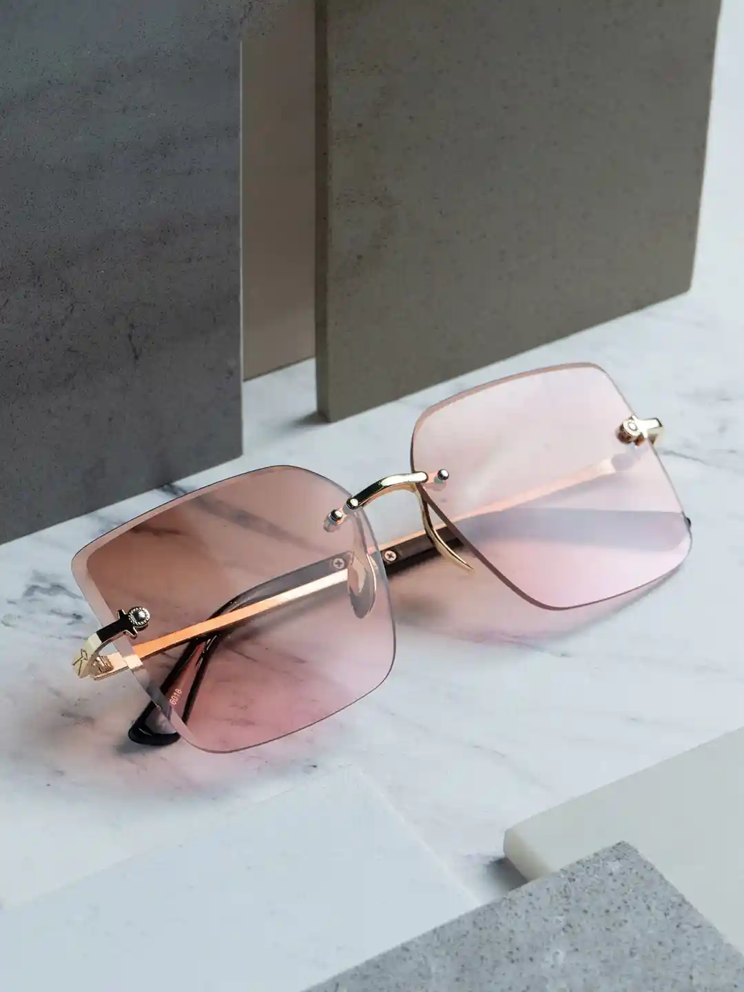 Leeway Women Pink Lens Gold-Toned Square Sunglasses with UV Protected Lens