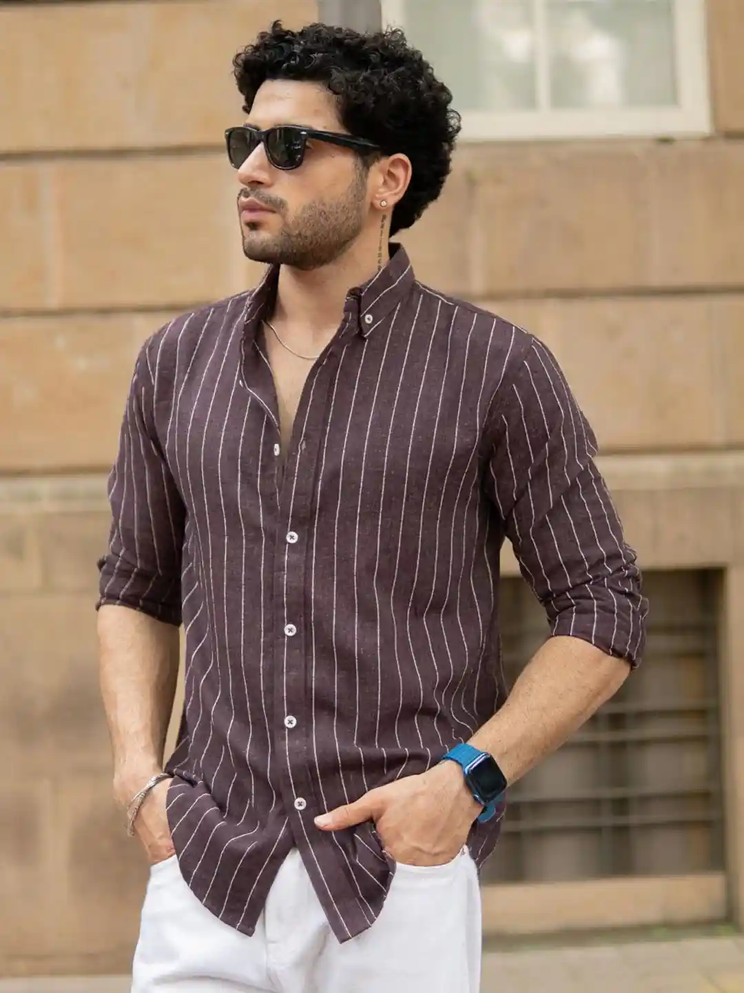 Buy Powerlook Vertical Striped Long Sleeves Shirt Shirts for Men