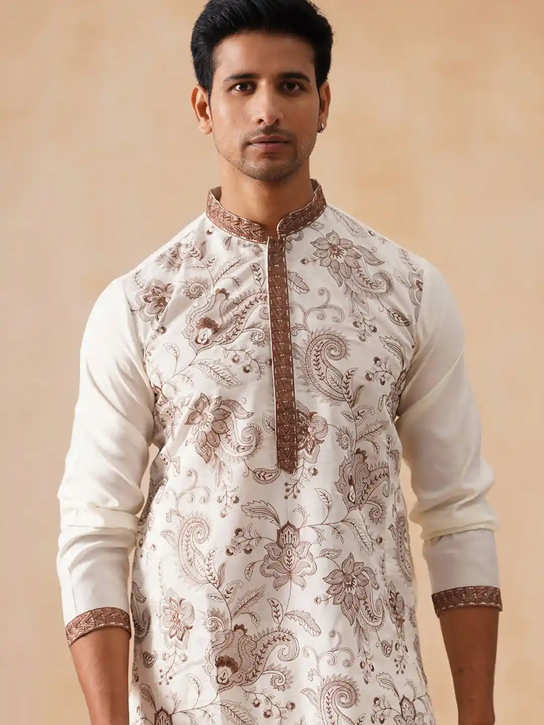 Buy Jompers Men Paisley Printed Festive Silk Straight Kurta