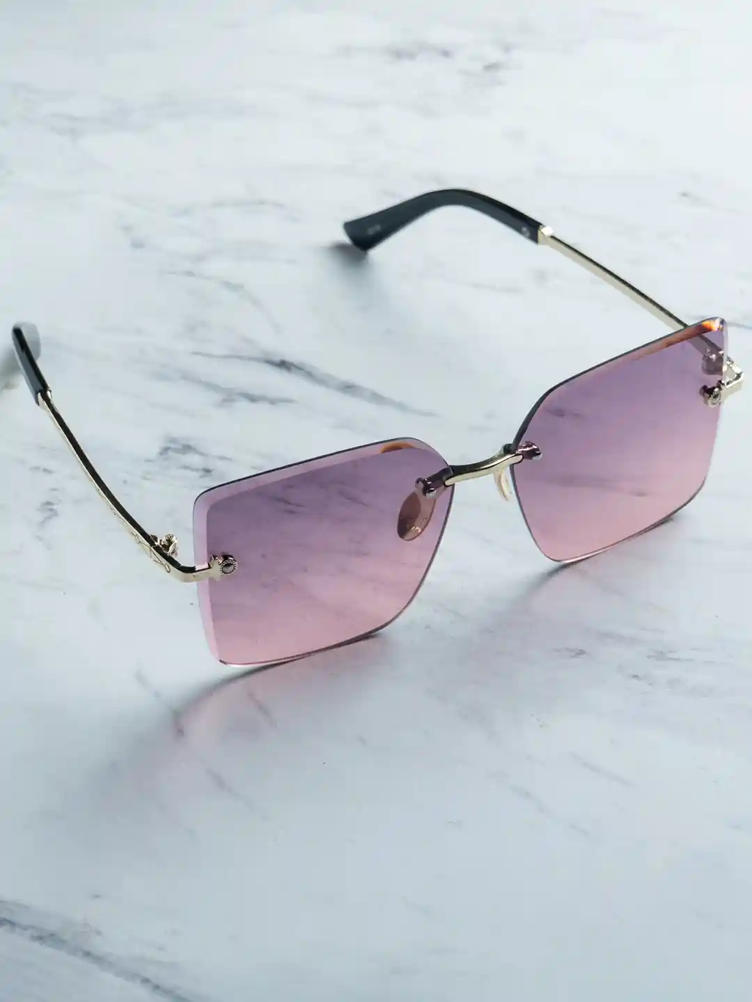 Leeway Women Purple Lens Gold-Toned Square Sunglasses With UV Protected  Lens