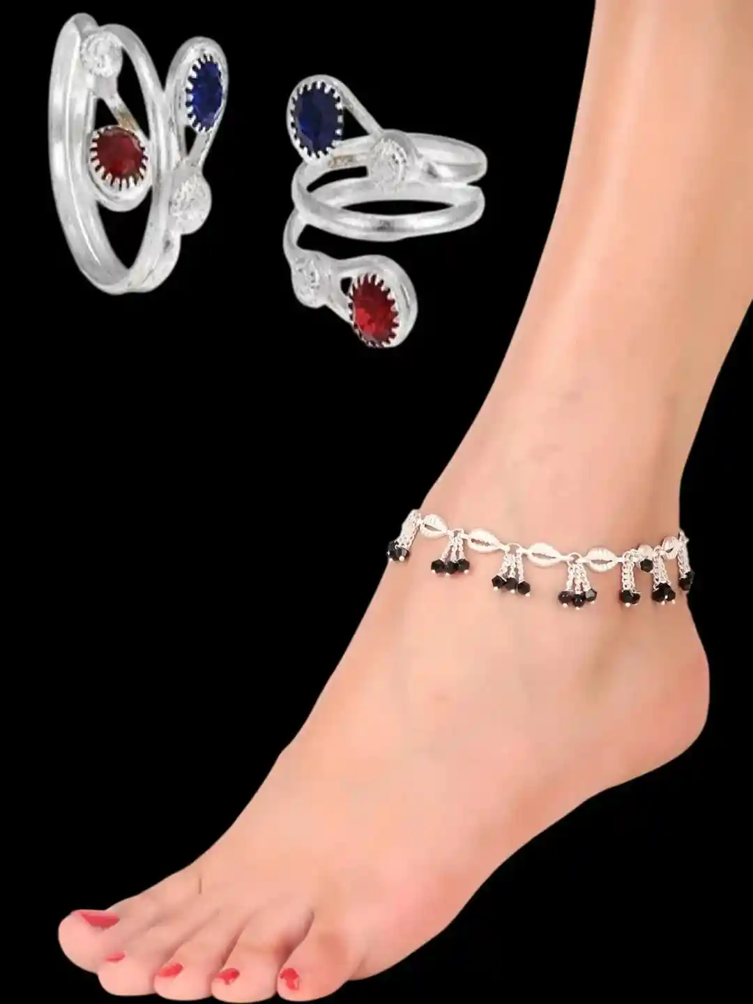 Buy sonu select Pack of Alloy Silver Anklets WIth Toe Rings