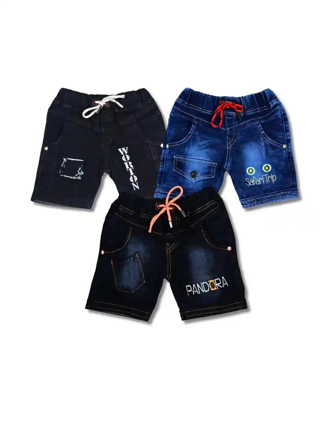 WORTON FASHION Boys Pack of Pure Cotton Denim Jeans Shorts
