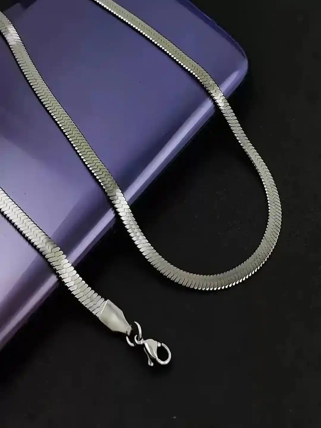Buy Silvershope Men Silver Toned Sleek Herringbone Minimal Chain
