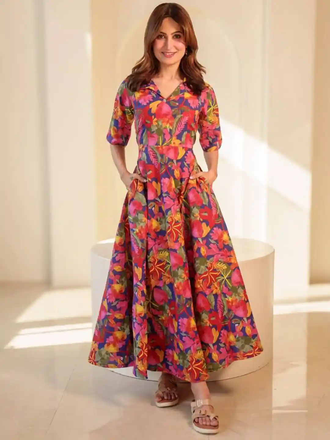 Buy CORSICA Women Floral Print Fit Flare Maxi Dress Dresses