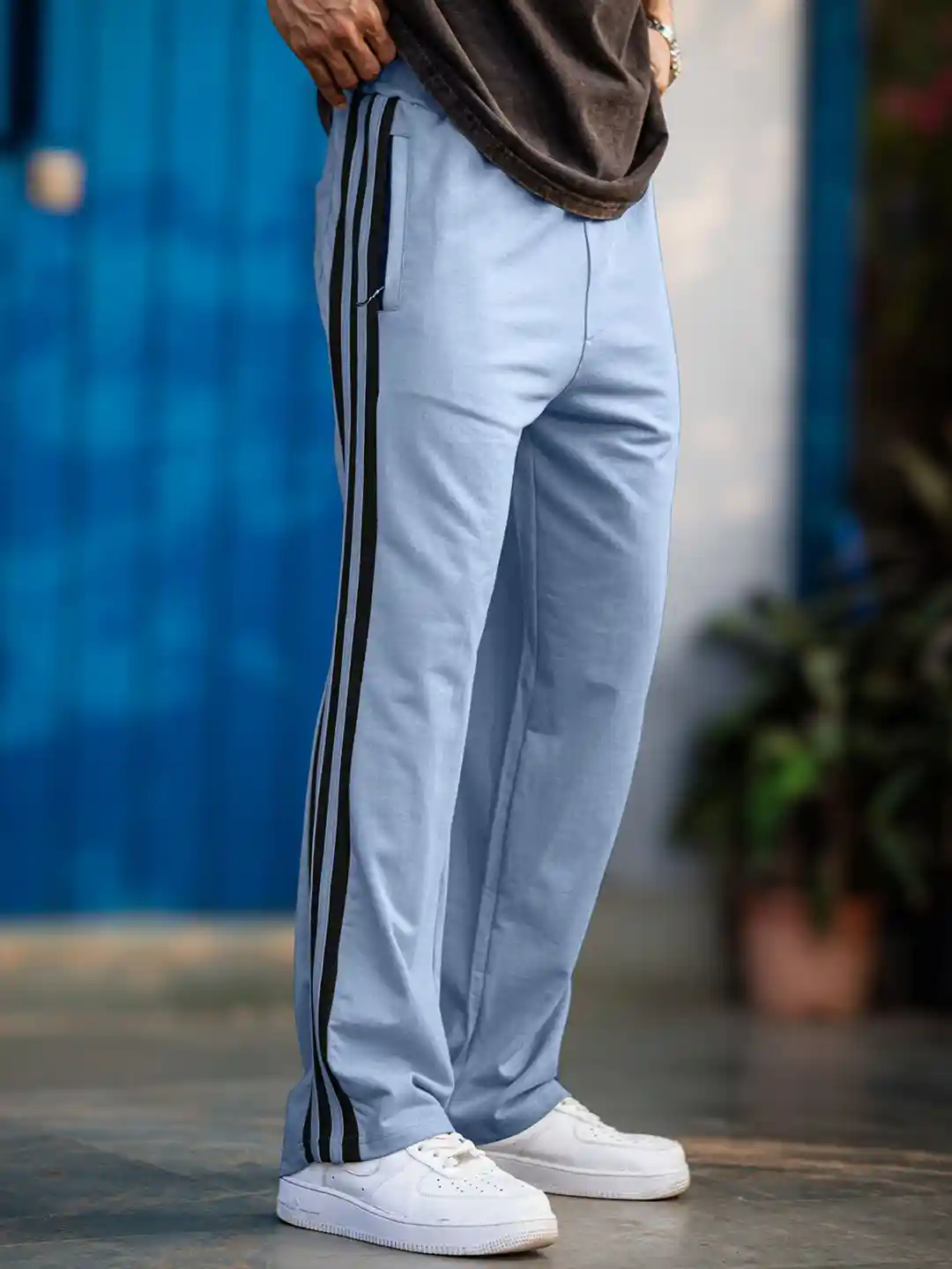 Mens Pants Sky Blue Track Pants Lee Black Men's Regular Fit NS Sky