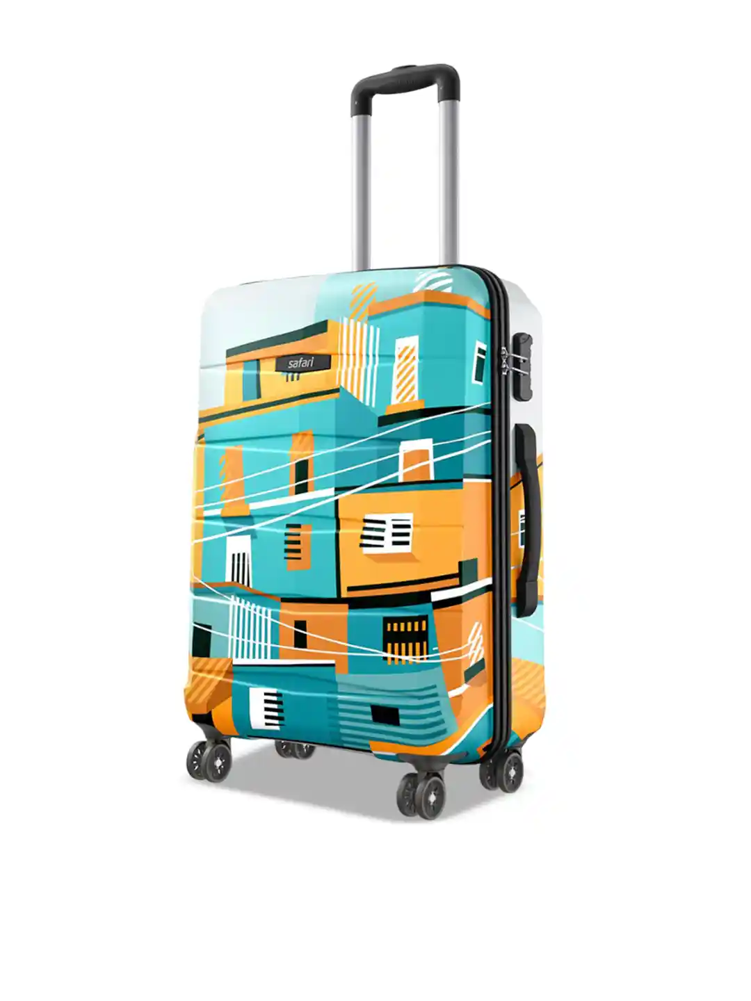 【Taipoak】 Buy Safari Oasis Neo Printed 8 Wheel Hard Medium Trolley Suitcase
