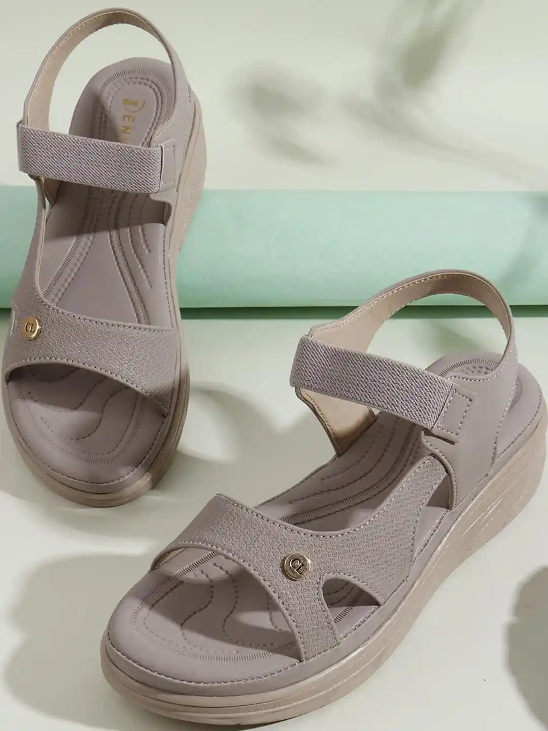 Buy Denill Grey Casual Comfortable Flat Sandals Sandals for