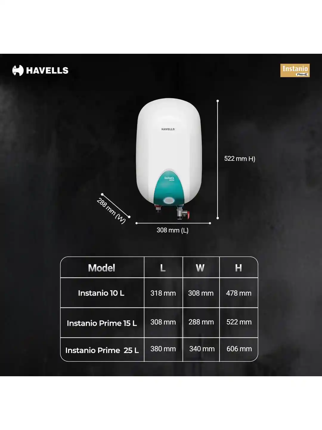 Buy Havells Instanio Prime White Blue 15 L Storage Water Geyser