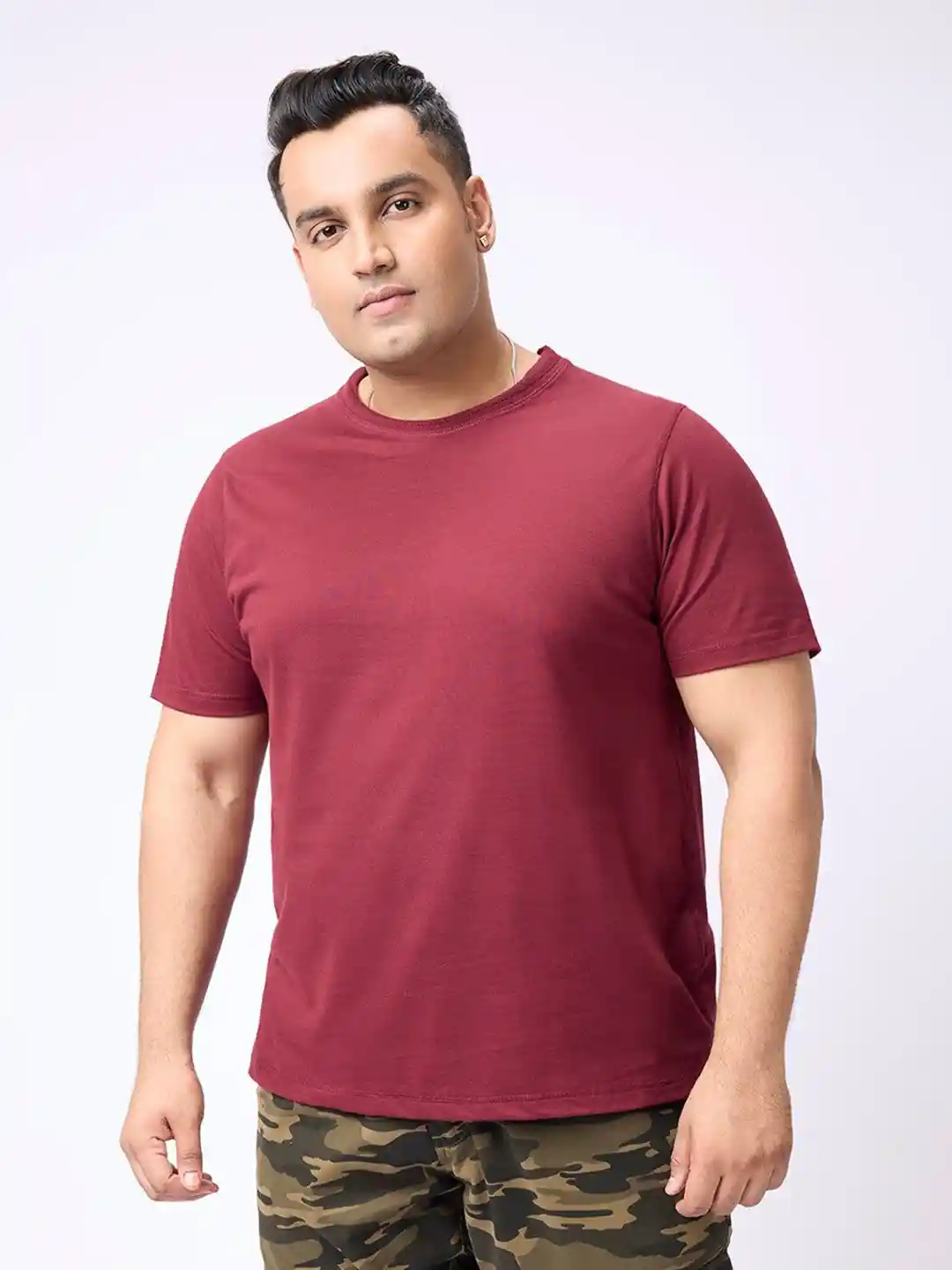 Round Neck T Shirts On Myntra Big Hello The Plus Life Men Solid