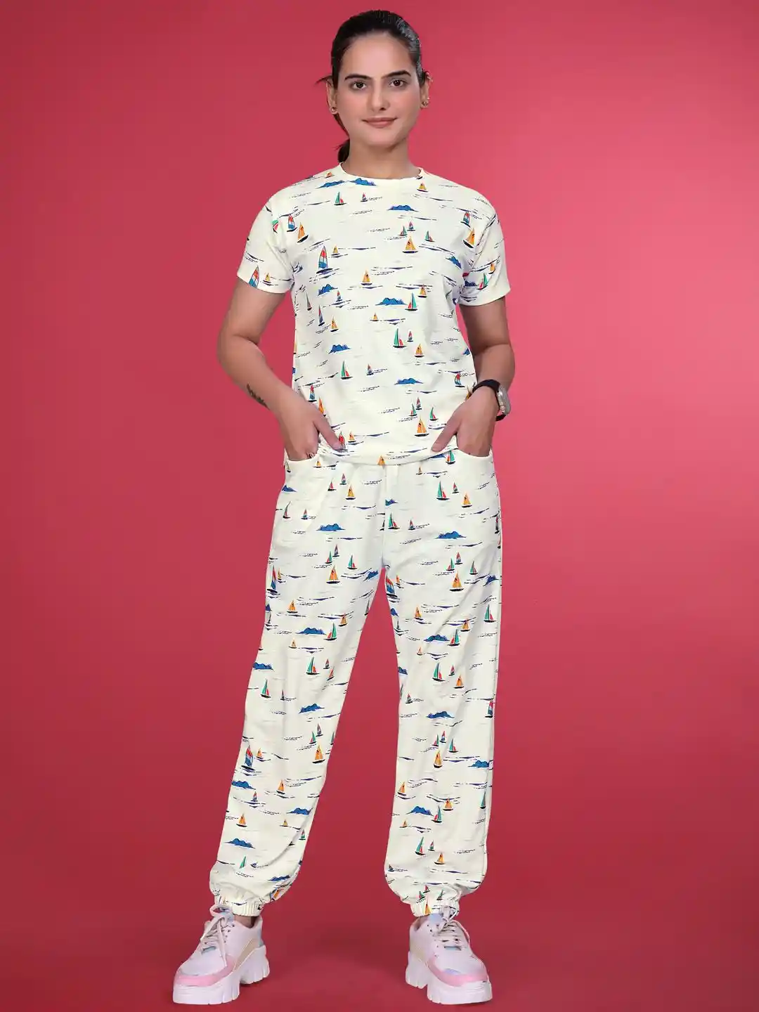 SAKARMAA Women cotton Printed TrackSuit