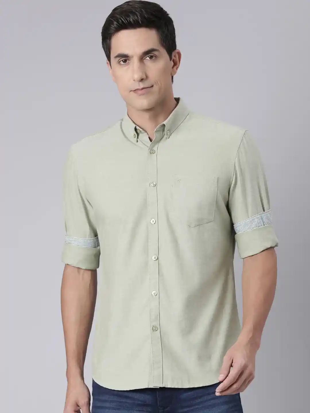 Classic Polo Men Slim Fit Solid Button-Down Collar Cotton Casual Shirt