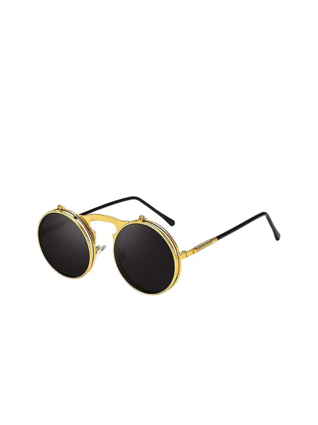 Buy AUGEN Unisex Black Lens Gold-Toned Round Sunglasses with