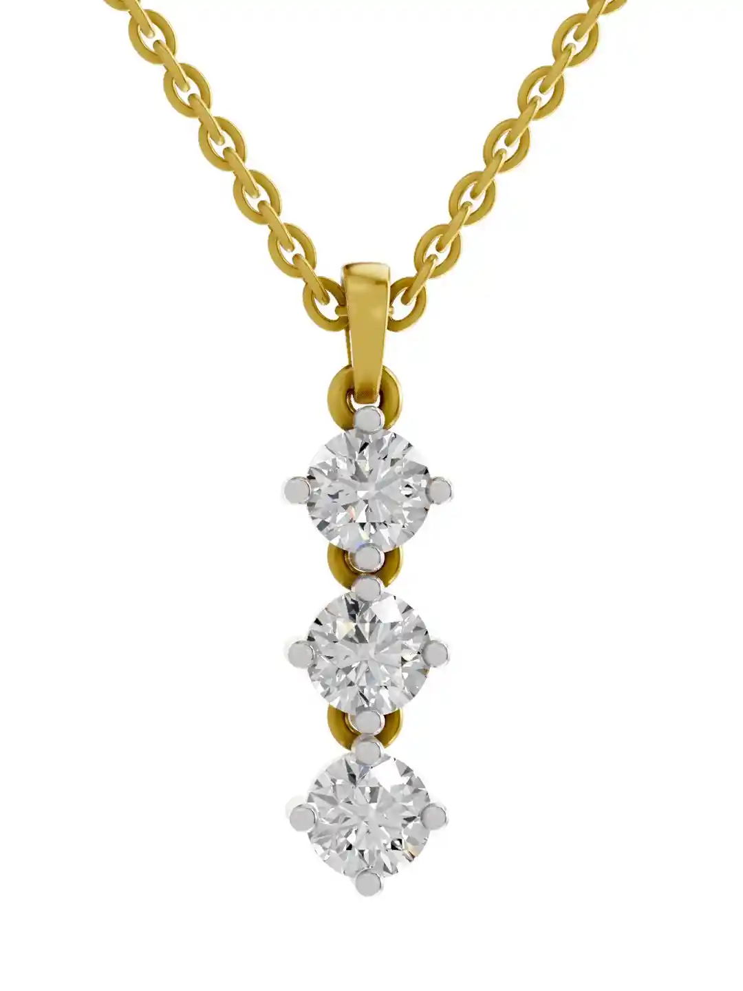 Sparkles 14K Yellow Gold Lab Grown Diamond Carat Round Shape Diamond  Pendant