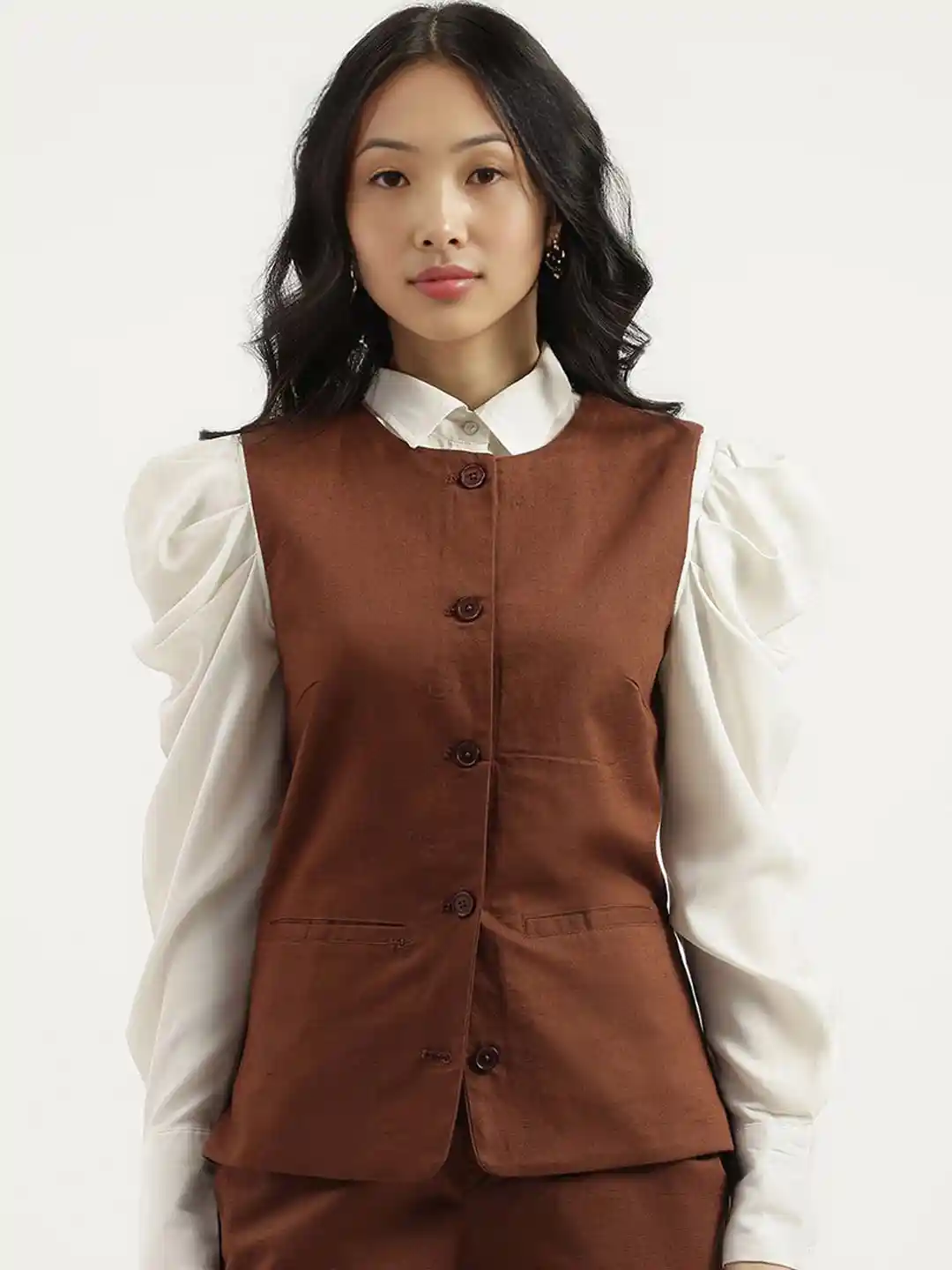 United Colors of Benetton Women Round Neck Waistcoat