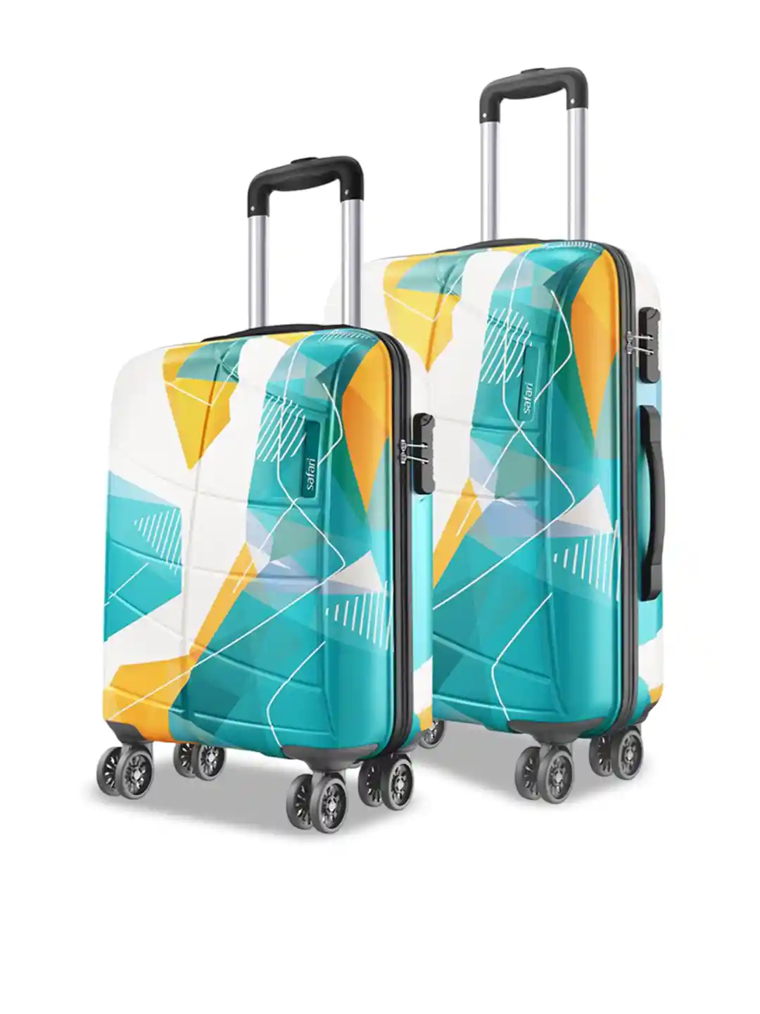 Safari Luma Neo Unisex Set Of Printed 8-Wheels Hard-Sided Cabin Medium  Trolley Bags