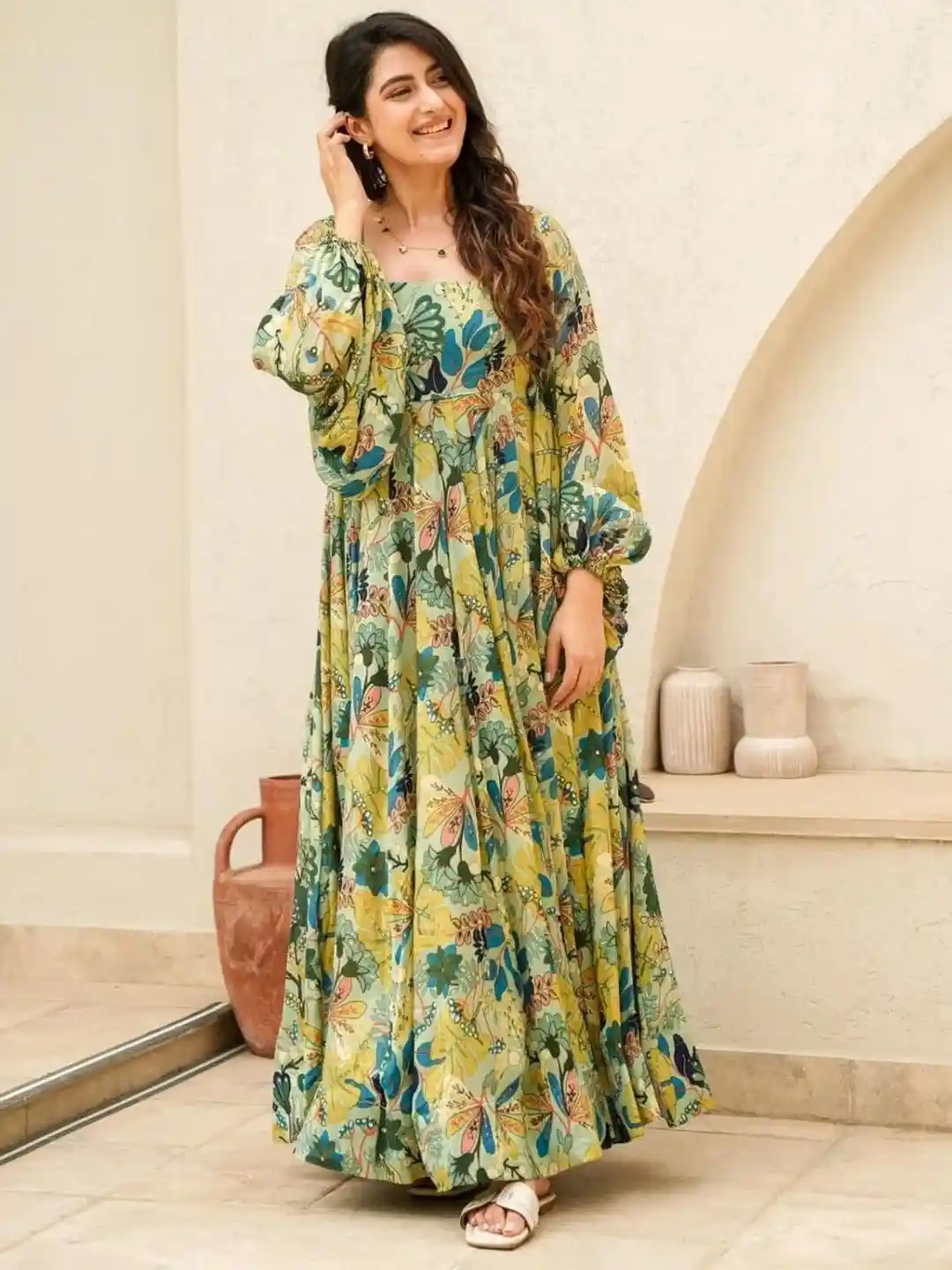Buy KALINI Floral Printed Maxi Dresses Ethnic Dresses for Women