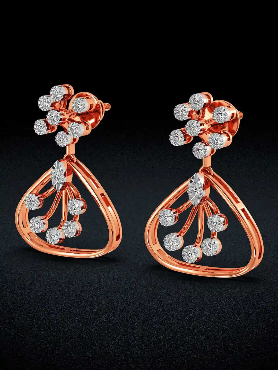 Buy Joyalukkas Floral Sparkle Triangle Diamond Earrings Earrings